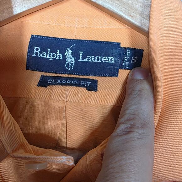Ralph Lauren Orange Logo Classic Fit Button Down Shirt Size Small - Picture 2 of 6